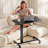 Adjustable Overbed Bedside Table With Lockable Wheels, Pneumatic Mobile Standing Laptop Desk, Small Standing Desk Portable Rolling Overbed Table Hospital Home Use-67679596-67679597