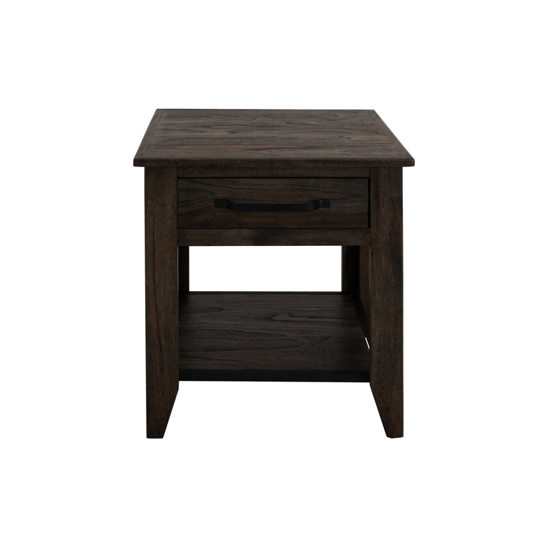 Dark Teak 1 Drawer, 1 Shelf, End Table
