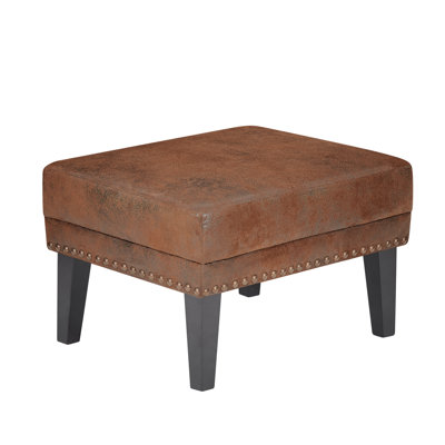 Braydon Upholstered Ottoman With Nailhead Trim & Solid Wood Legs by 17 Stories
