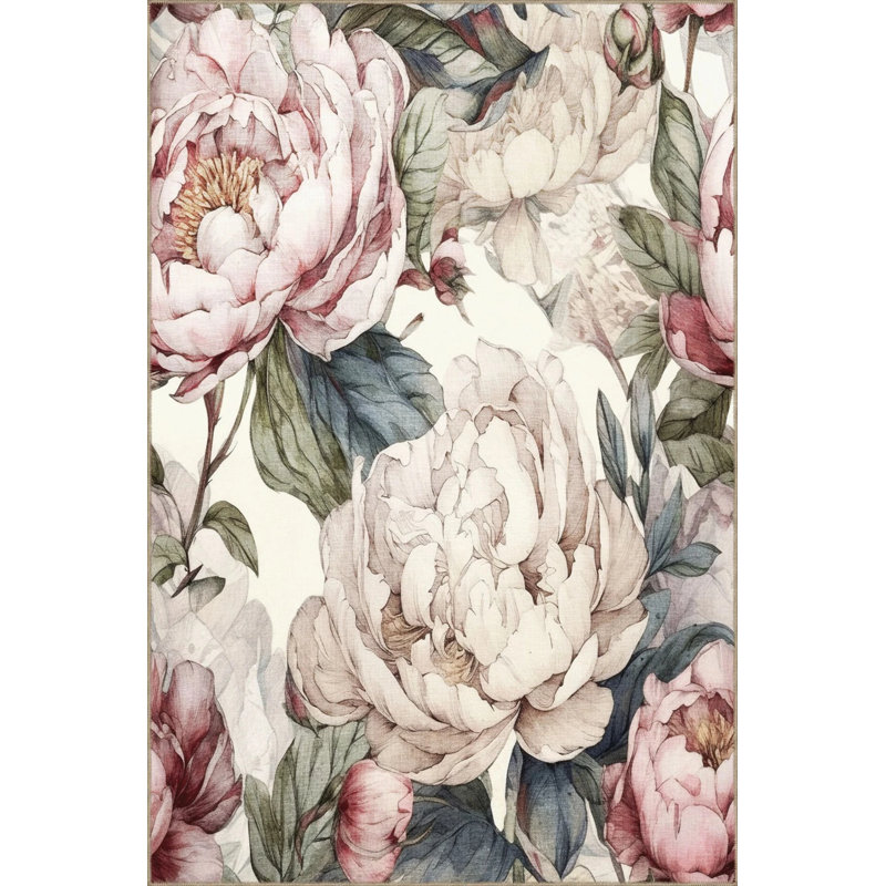Powder Themed Flower Large Patterned Creative Modern Decorative Carpet, Round 4'