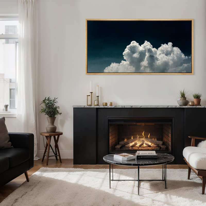 Clouds " Majestic Cumulus Clouds Antique Retro Fine Art Colorful Bedroom Extra Large Wall Decor ", 30" H x 60" W, Natural