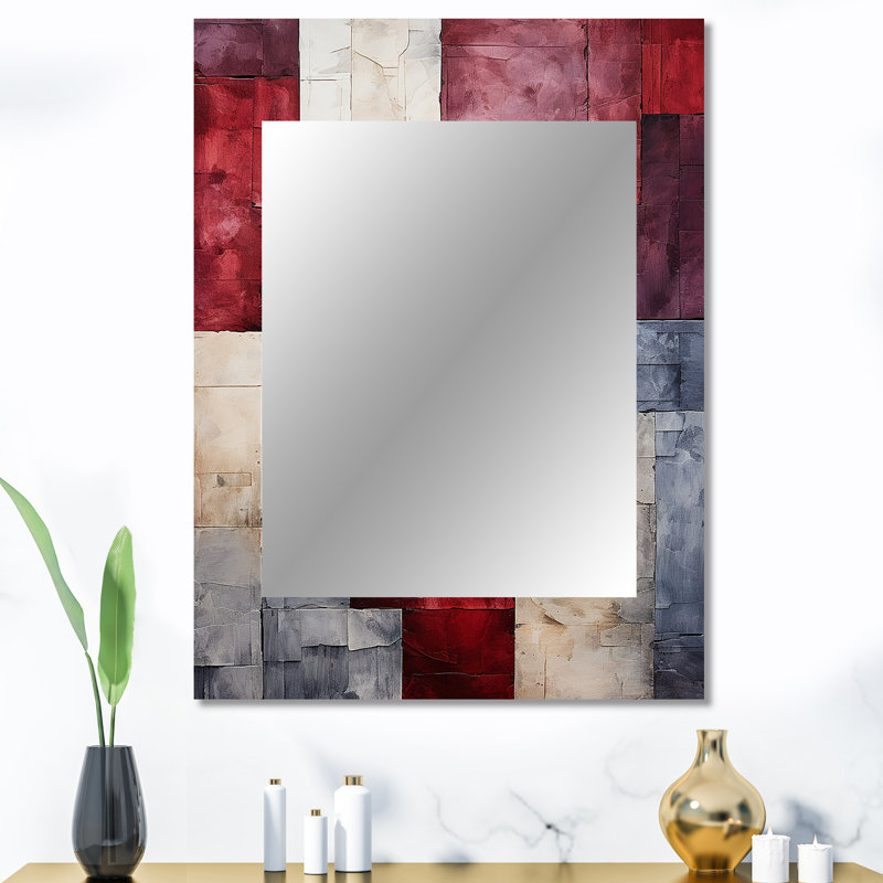 Maroon Mosaics Abstract Shapes, 40 po x 30 po