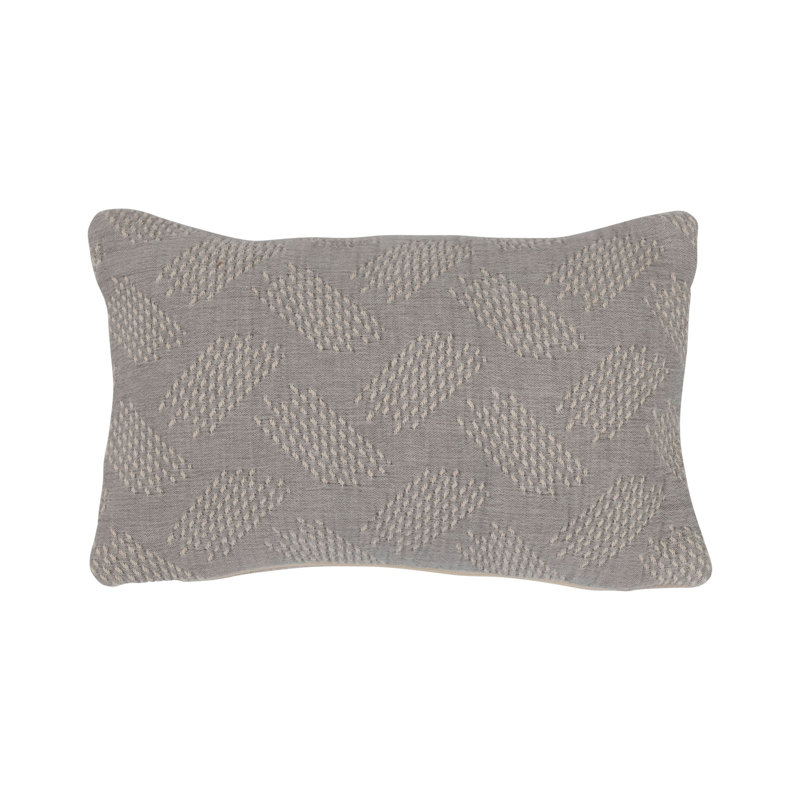 Taupe and Cream Cotton Jacquard Lumbar Pillow