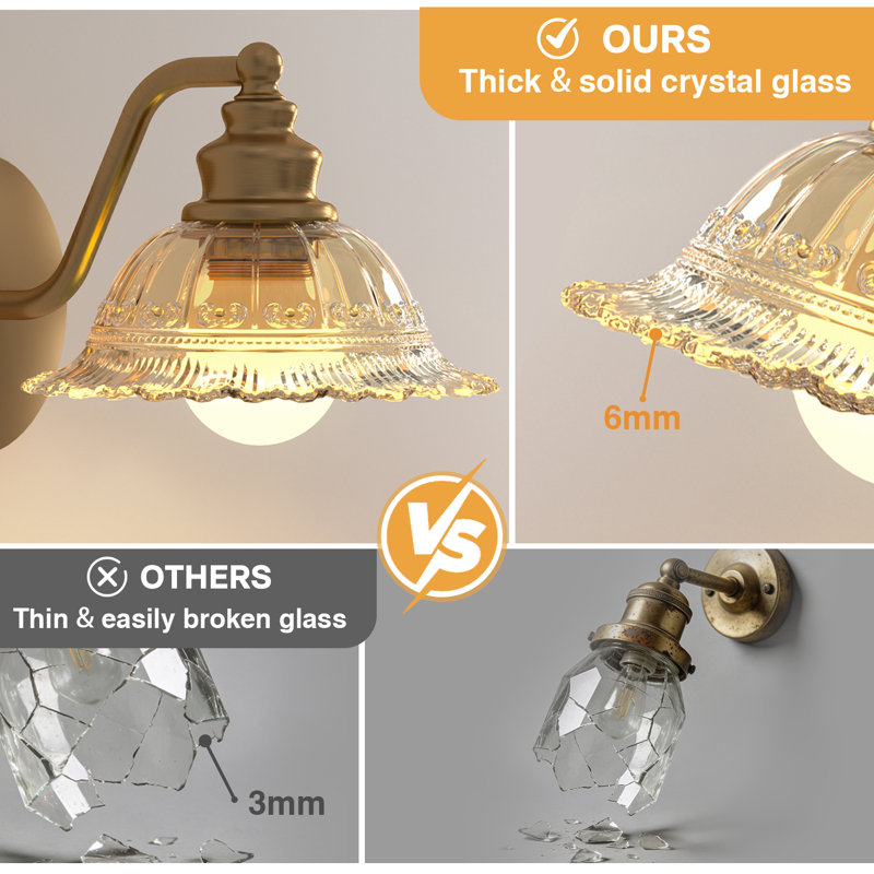 Battery Operated Wall Sconces Set of 2 with Remote, Vintage Wireless Wall Lights, Rechargeable & Hardwire Wall Lamp for Bedroom Living Room Hallway Decor（Amber  Glass）