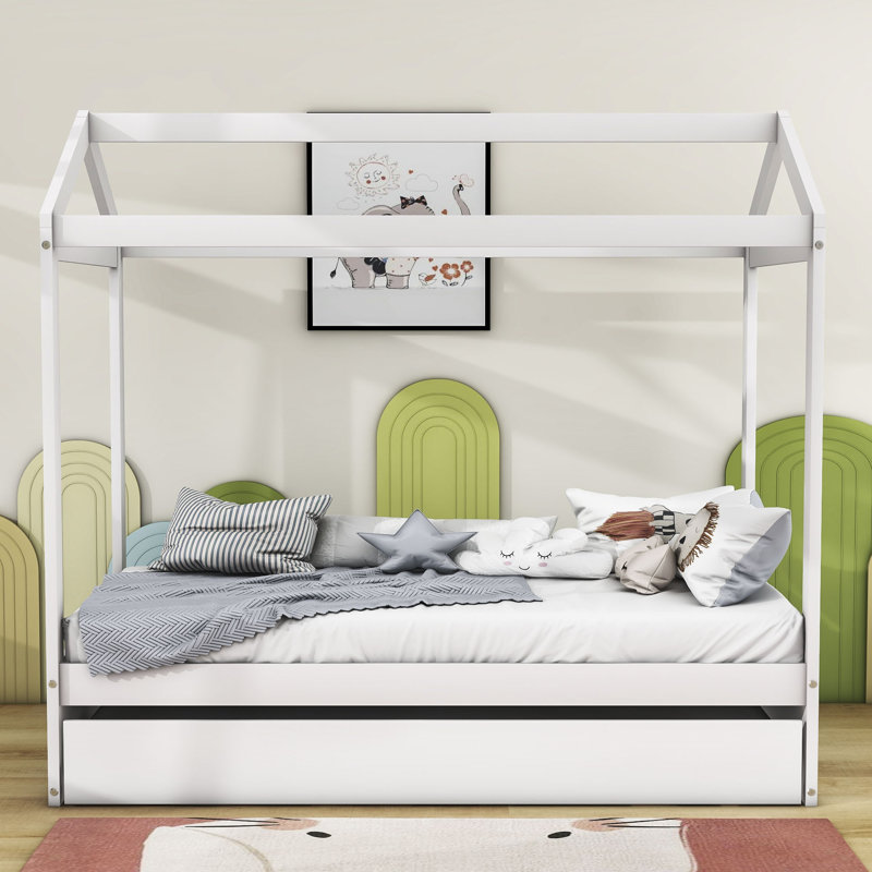Lit simple en bois avec lit gigogne