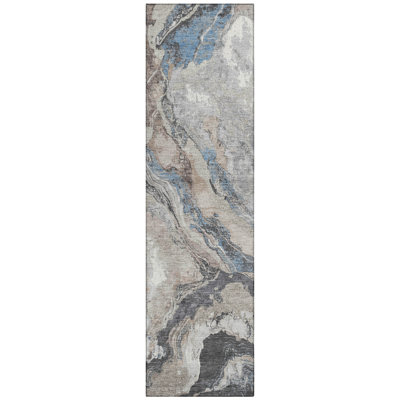 Machine Washable Indoor/Outdoor Xhevrie Taupe Rug
