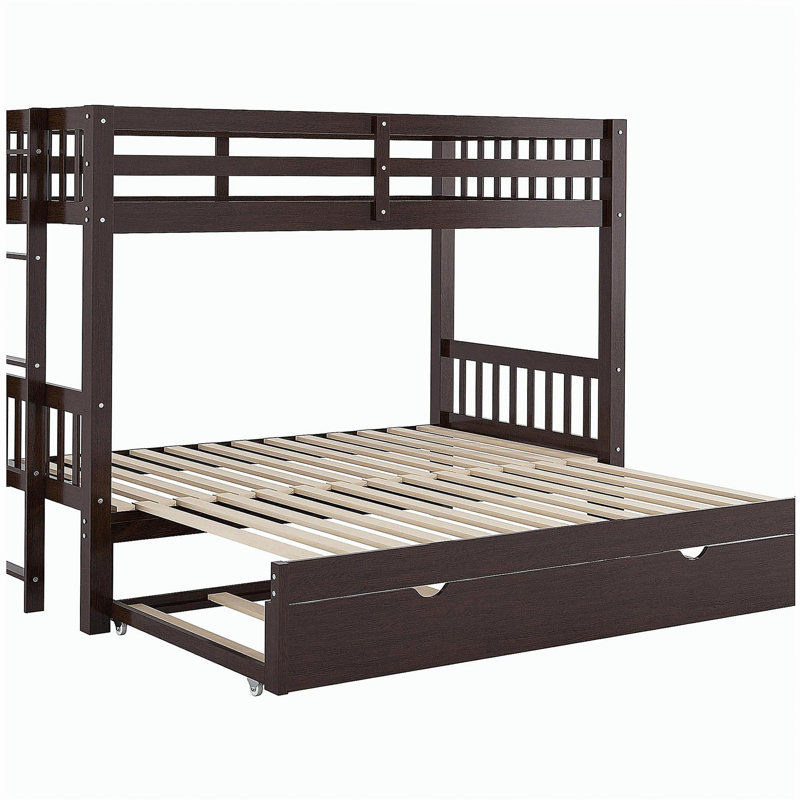 Double Pull-out Bunk Bed with Wheels, Espresso