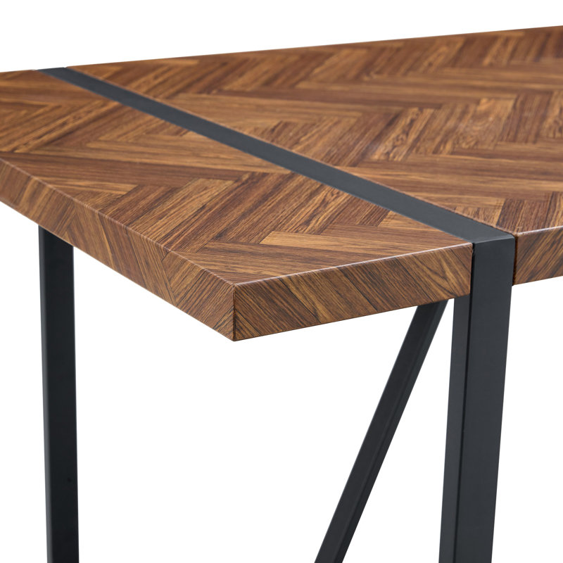 Table de salle à manger A, Marron foncé, Gris foncé