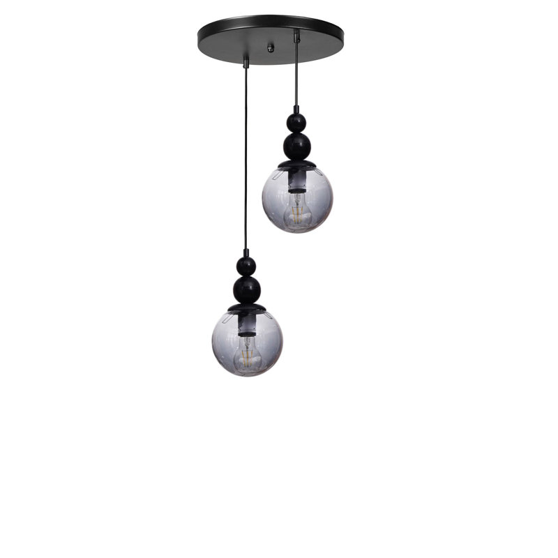Lustre en métal élégant, finition grise et noire, hauteur réglable de 31,5 à 63,0 pouces | 2 x douilles E27, 40 W maximum | Diamètre: 9,8 po, plaque de base: 9,8 po x 1,2 po | Éclairage élégant pour la salle à manger et l'espace de vie, design moderne