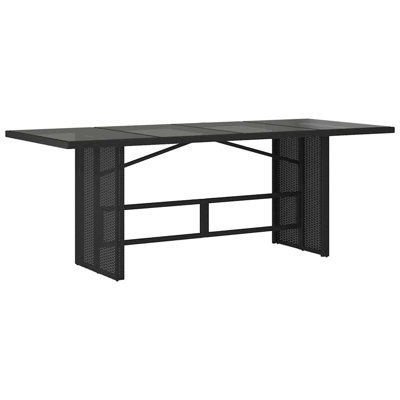 Patio Table With Glass Top 74.8"X31.5"X29.1" Poly Rattan