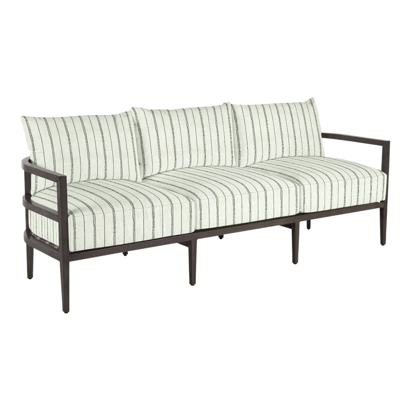 Santa Barbara 86.63" Wide Outdoor Patio Sofa with Cushions, No Welt, Rollo Cream, Standard Plus