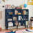 10 Cube Bookshelf,3 Tier Modern Wide Bookcase With Legs,Mid-Century Wood Bookshelves Storage，Retro Grey Large Book Case,Freestanding Organizer Display Shelf For Bedroom,Living Room,Office-2127432904-2127432902