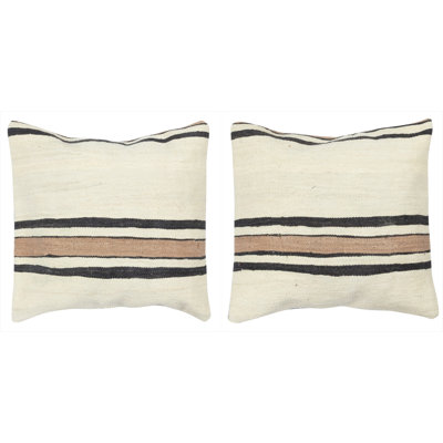 20 po x 20 po ENSEMBLE DE 2 - Housses de coussin en chanvre tissées à la main. Taies d'oreiller rétro Kilim. Coussins décoratifs turcs. Une paire de housses de coussin en dentelle