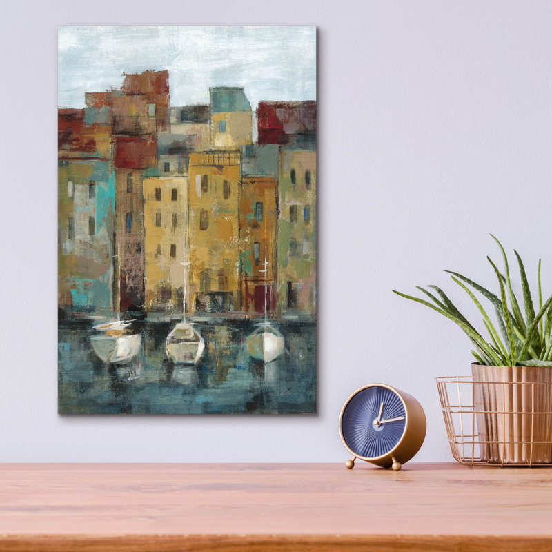  «Old Town Port 2» par Silvia Vassileva, art mural en verre acrylique, 12 po x 16 po