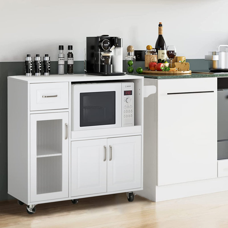 Îlot de cuisine roulant avec plateau en bois