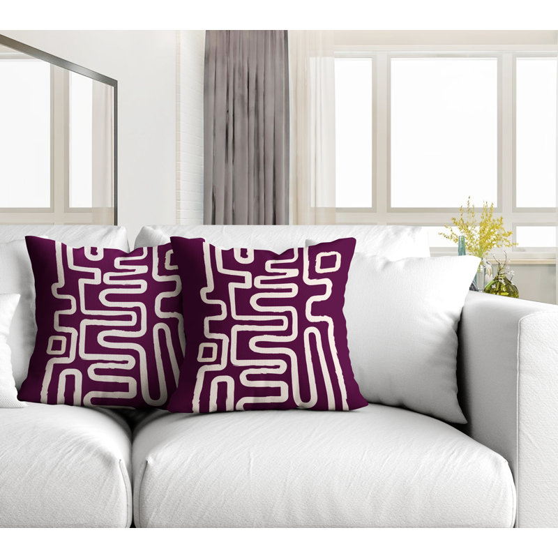 Coussin décoratif carré intérieur / extérieur Miroir, L 19 po x H 19 po, Mauve