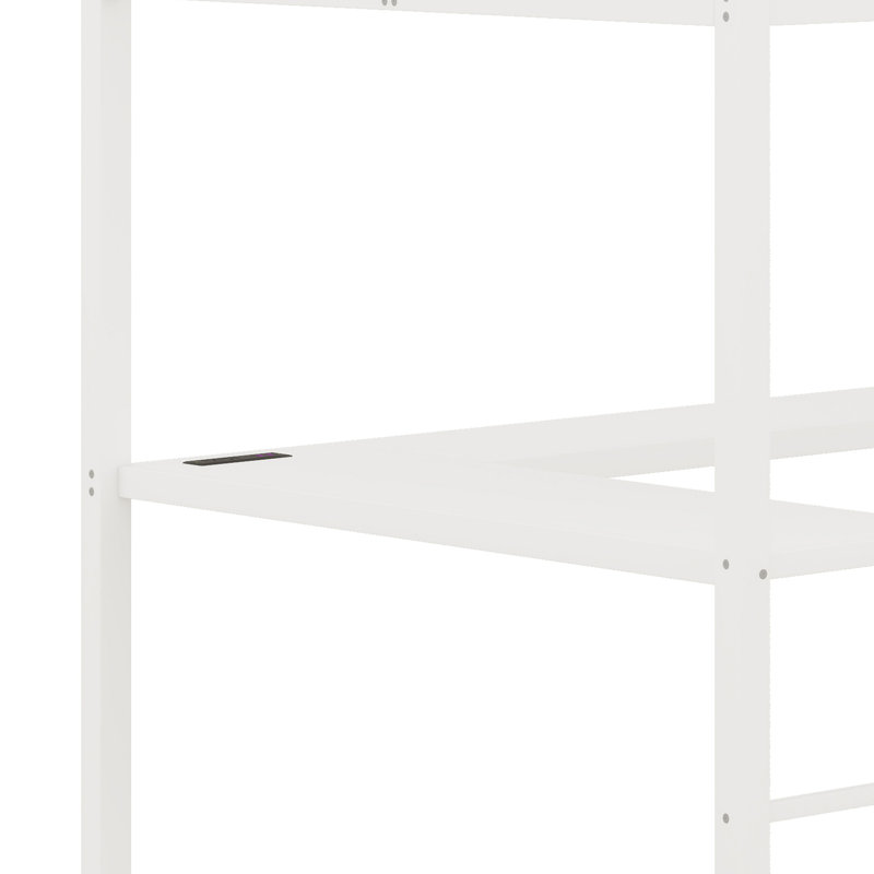 Lit mezzanine haut avec bureau en L et garde-robe