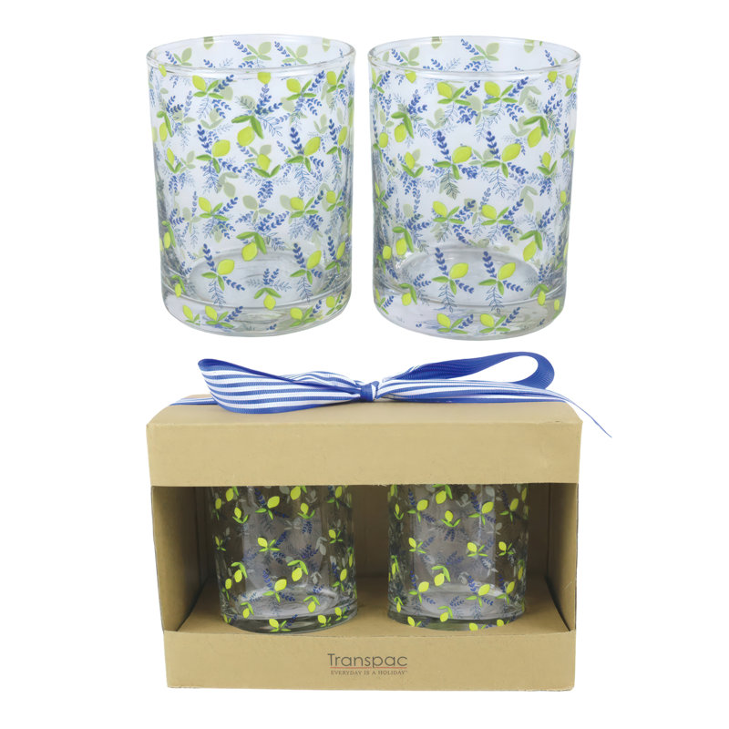 Ensemble de 2 verres à jus à motif citron