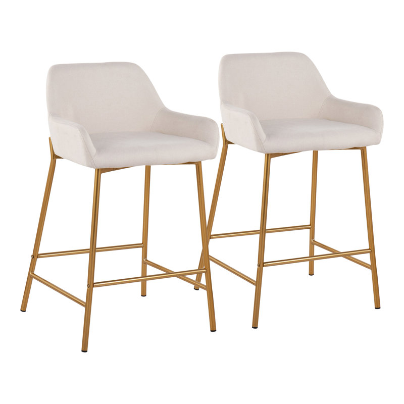Tabouret 30 ", Tabouret de comptoir (siège d'une hauteur de 24,5, Doré, Mélange de polyester crème