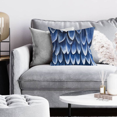 Plumage blue - 18"x18" Throw pillow - Poly twill - Print on demand