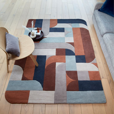 Burnest Hand Tufted Wool Orange Rug