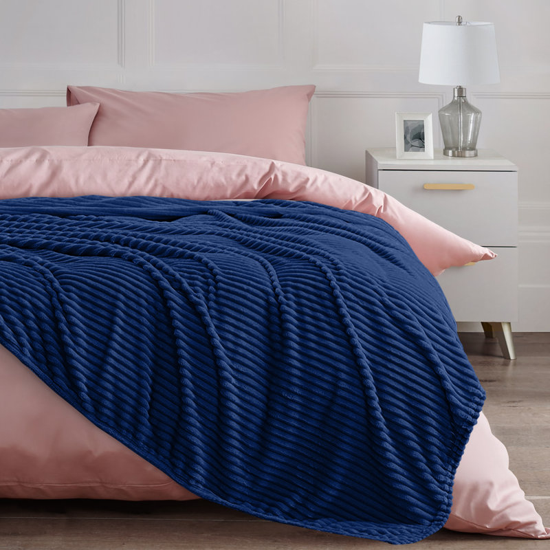Thermal Supersoft Snug Cord Throw Blanket, Navy
