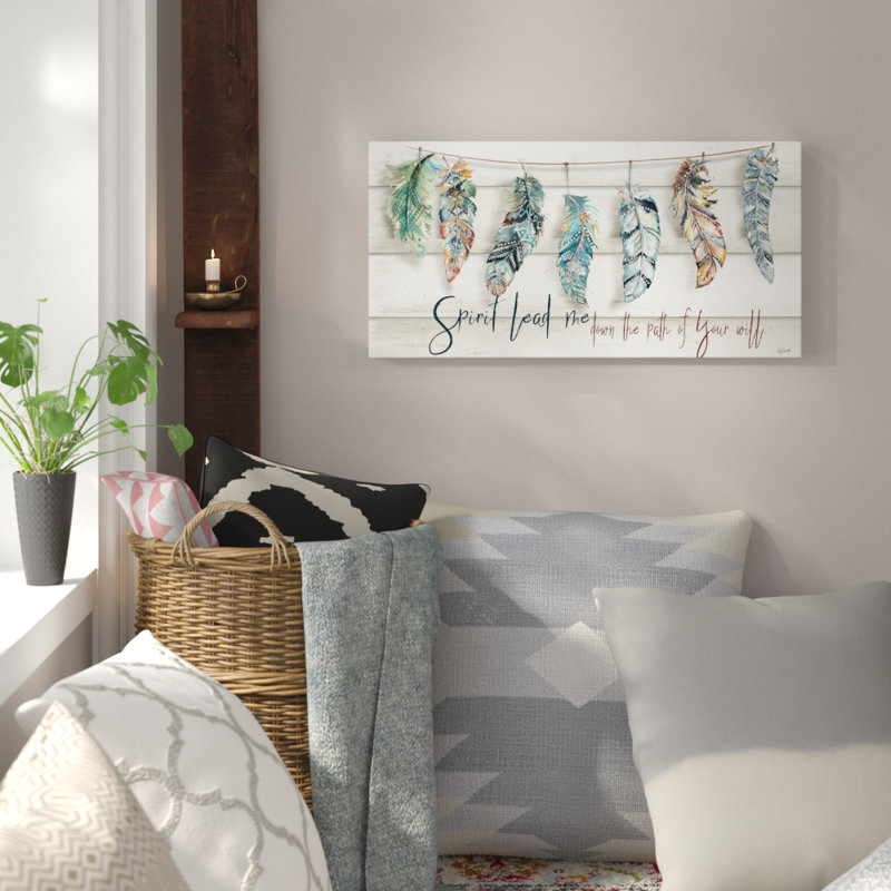 Tribal Feathers: Spirit Lead Me by Tre Sorelle Studios - Wrapped Canvas Painting, 12" H x 24" W