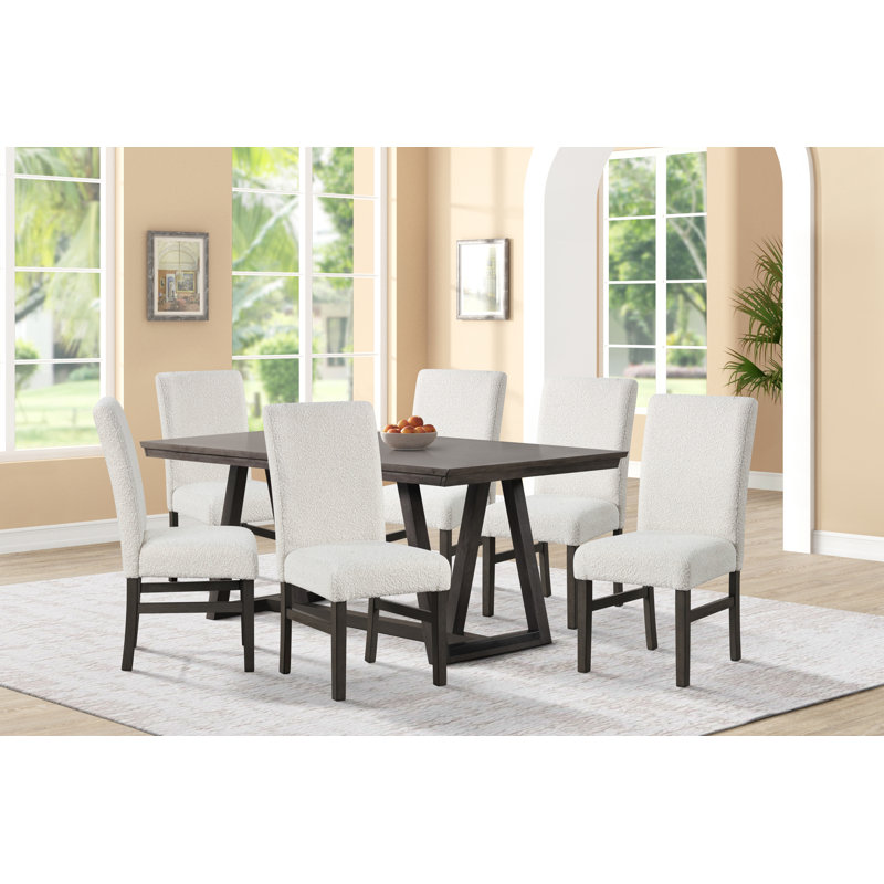 Pendergrass Dining Table And Chairs, White, 7 Pieces: Table, 6 Chairs