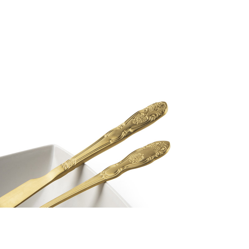 Baroque Black 4 Pieces Stainless Steel Cutlery Set, Service For 1, Gold