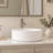12.4" Round White Ceramic Vessel Bathroom Sink, Modern Above-Counter Vanity Basin with 1.75" Drain Opening