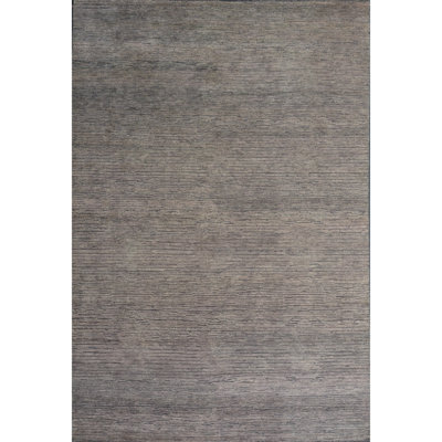 Tapis rectangulaire en laine noué à la main brun / gris