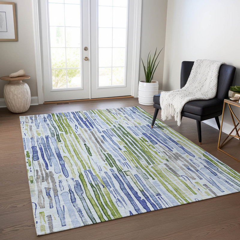 Tapis intérieur / extérieur bleu Caelira, 5' x 7'6"