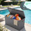 Boîte de rangement de terrasse intérieure et extérieure verrouillable en résine 90 gallons-118775397
