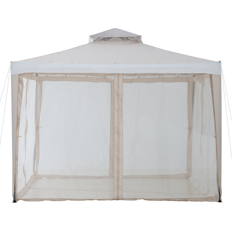 Pavillon de jardin à toit souple Sunjoy, Beige / Blanc, Bordure de jardin x 10 pi,