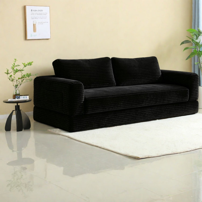 Canapés extensibles à compression avec rangement, 193 cm (76 pouces) en velours côtelé, style moderne.