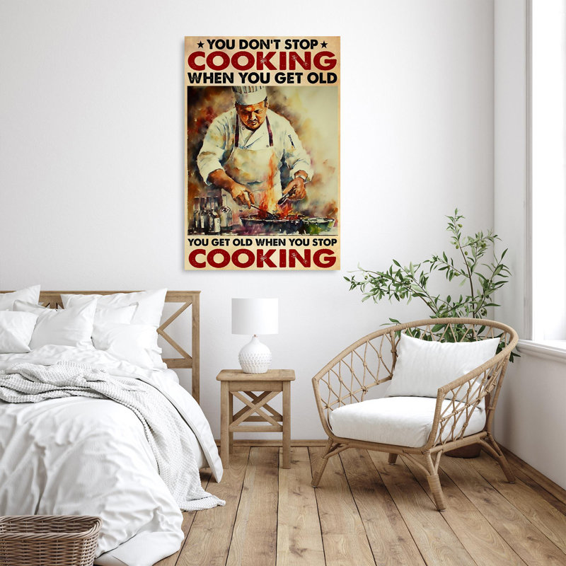 Impression sur toile élisabéthaine You Get Old When You Stop Cooking, H 36 po x l 24 po x P 1,25 po