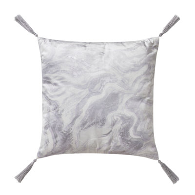 Foil 18" x 18" Marble Decorative Pillow with Tassels