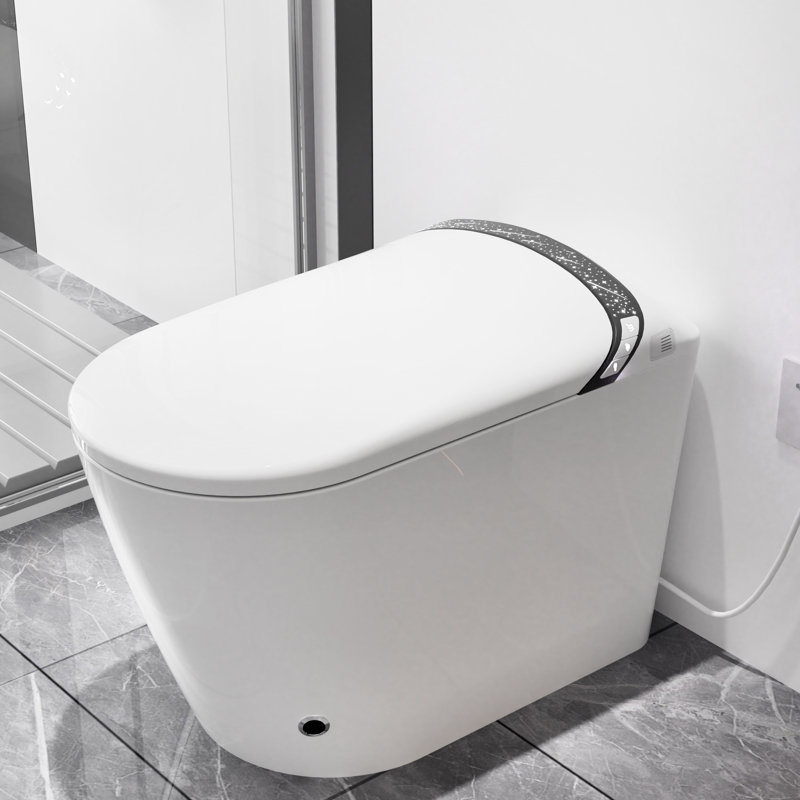 Elongated White Smart Toilet With Auto Open/Close Lid, Foot Sensor Function, 1.28 Siphonic Jet Flushing, Multiple Washing Modes, And Heated Seat For A Hygienic Bathroom