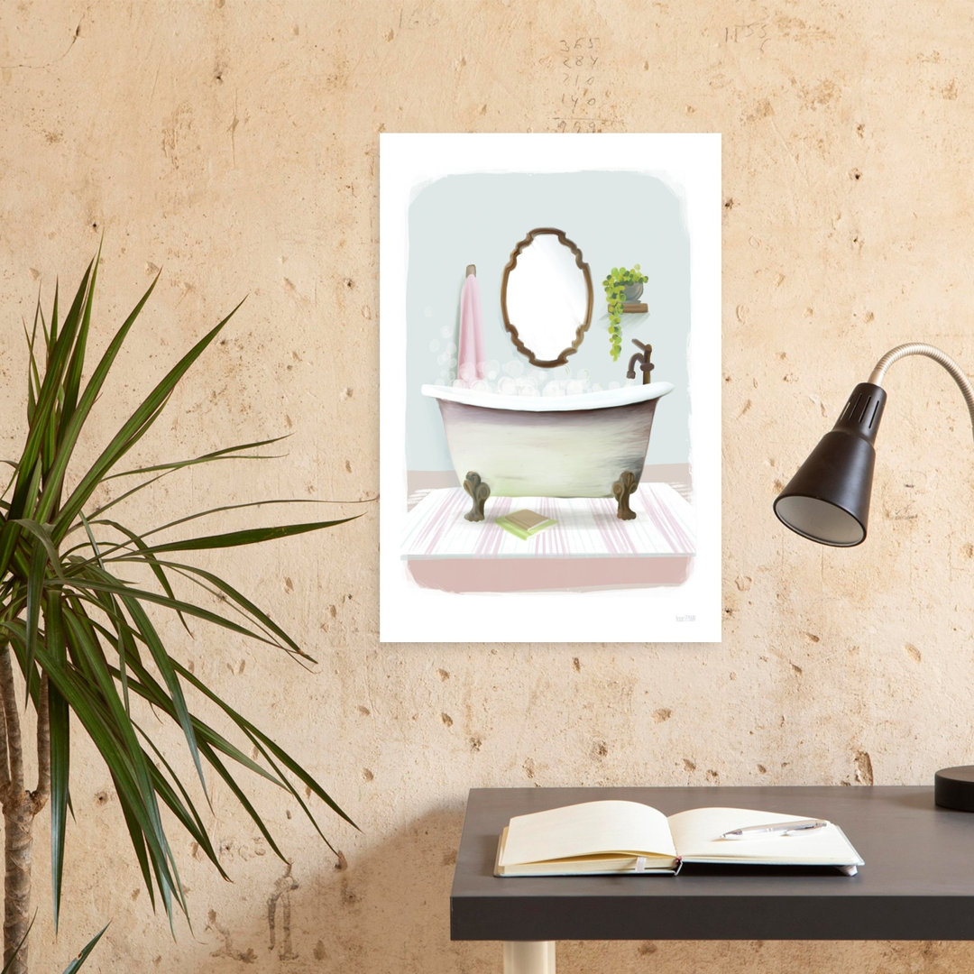 Powder Puff Bath Vintage Abstract Plant Wall Art Print