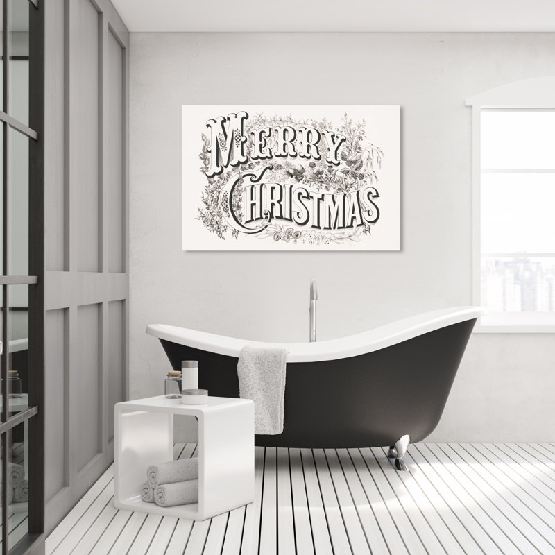 Ornement de Noël - art textuel sur toile, H 30 po x l 45 po, Toile tendue