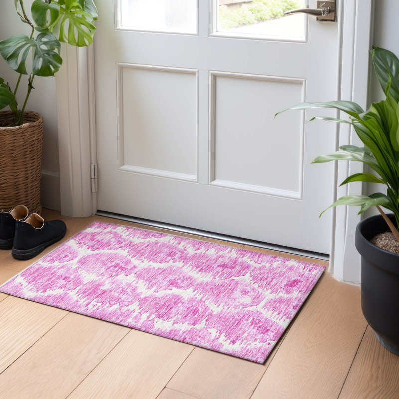 Premium Machine Washable Prisco Pink Rug, Rectangle 1'8" x 2'6"