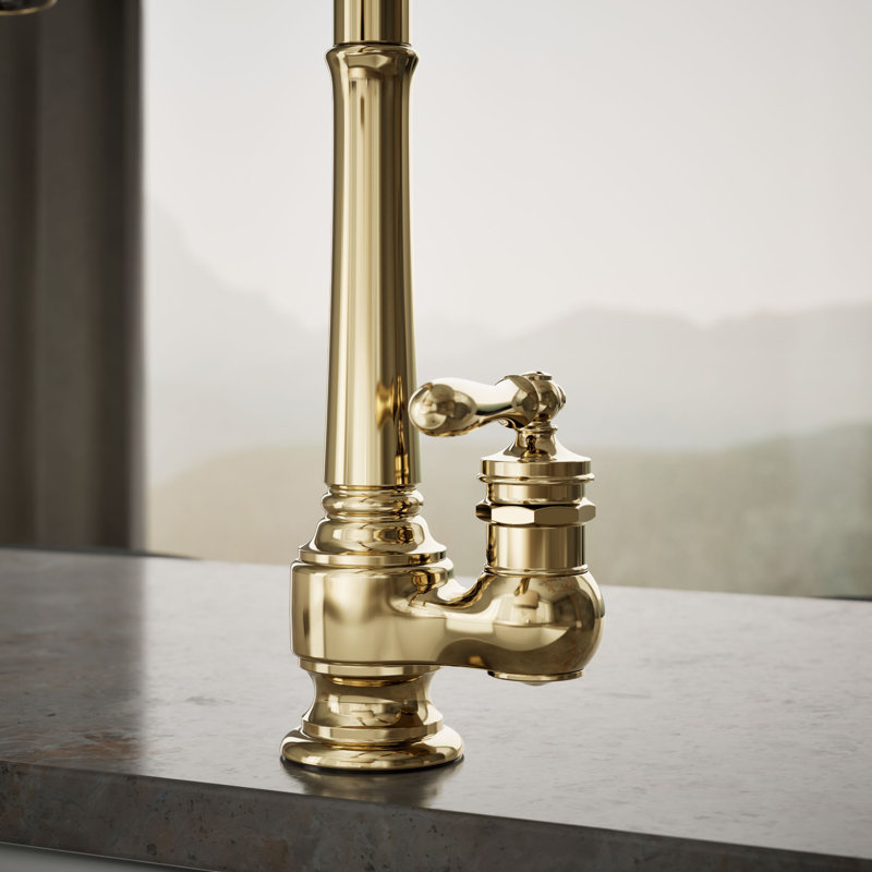Artifacts Pull Down Bar Faucet, Vibrant French Gold