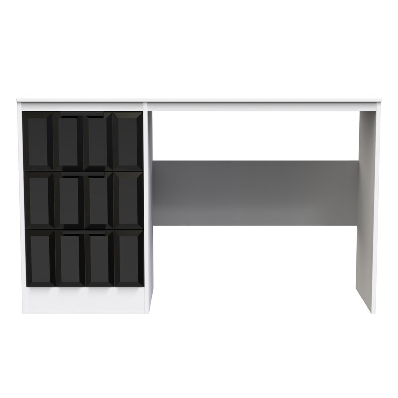 Besian 3 Drawer Desk  (Ready Assembled), Deep Black/White
