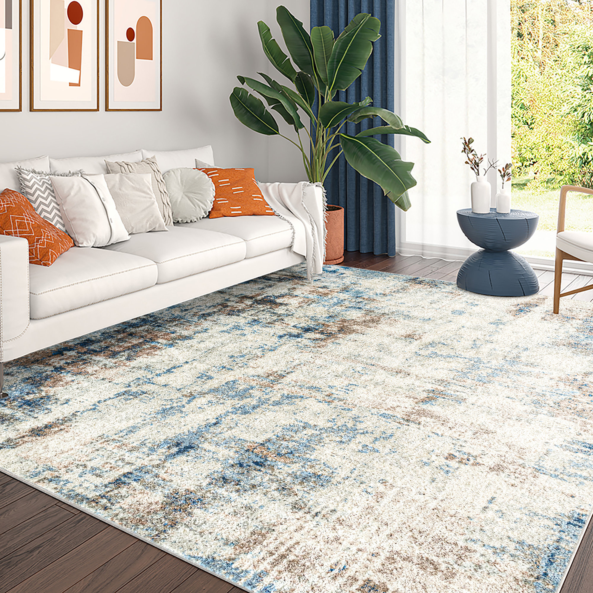 17 Stories Onesimus Abstract Rug | Wayfair