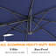  Parasol de patio rectangulaire en aluminium 10 po x 10 pi 10 po x 10 pi avec poignée pivotante et rotation à 360 °, réglage de l'inclinaison pour le jardin, la terrasse, les piscines, bleu