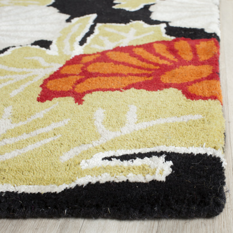 Tapis floral en laine touffeté à la main Mccullough, Tapis de couloir 2 pi 3 po x 7 pi