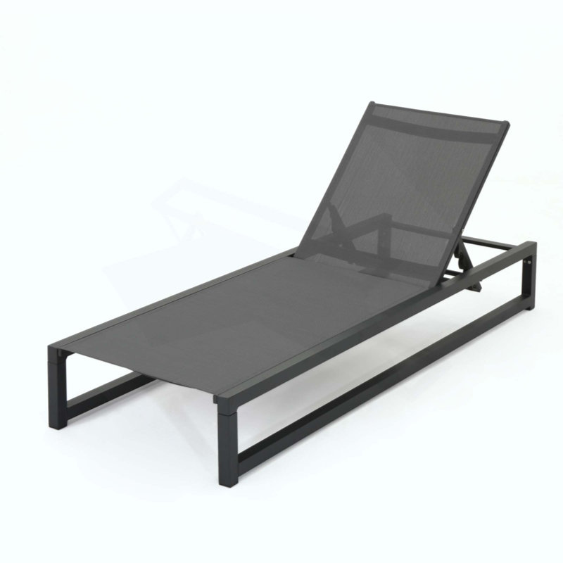 Adjustable Aluminum Chaise Lounge Set For Outdoor Relaxation, Weather-Resistant And Comfortable Seating, Matte Black, 1