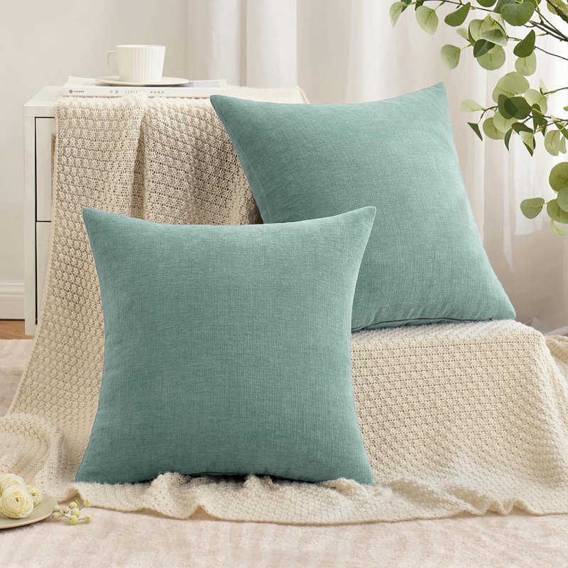 Ensemble de housses de coussin décoratives carrées décoratives de 2 coussins en chenille super doux pour salon, housse de coussin de canapé de chambre à coucher sans insert