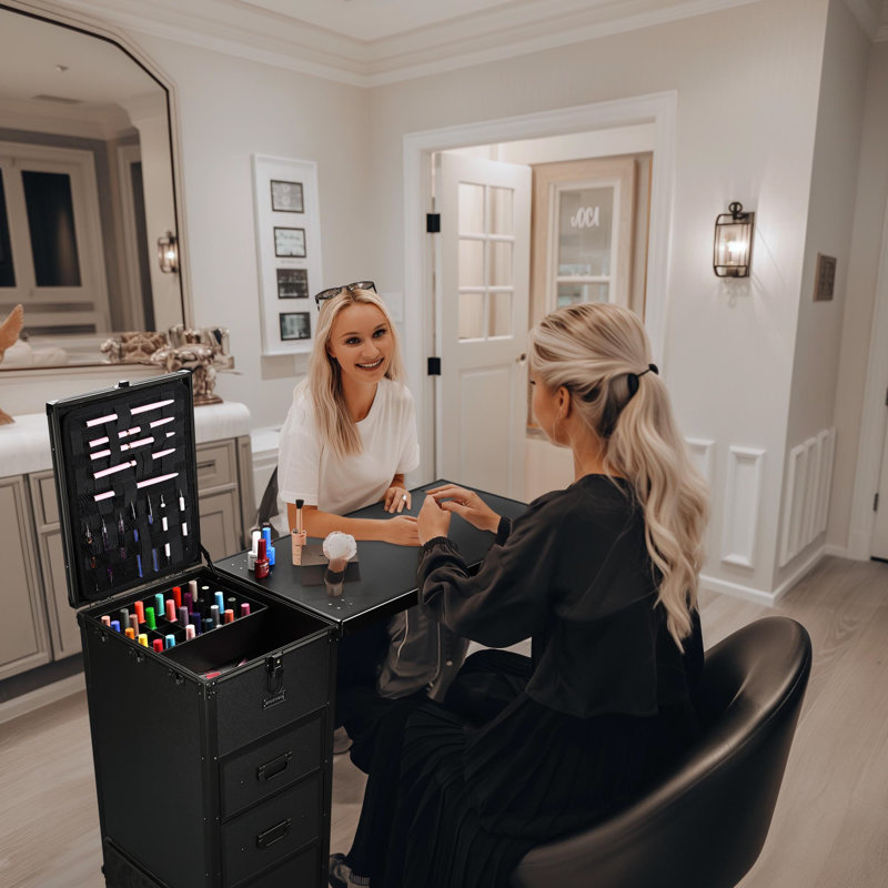 Organisateur de maquillage en métal, Noir mat