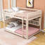 Lit superposé double en bois avec tablettes de rangement-716448683